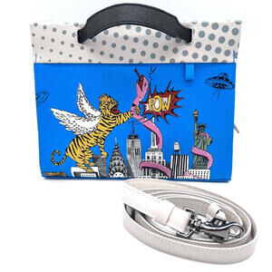 Min & Mon Vali Small Crossbody Blue Leather Polka Dot Tiger Snake NYC Bag Purse